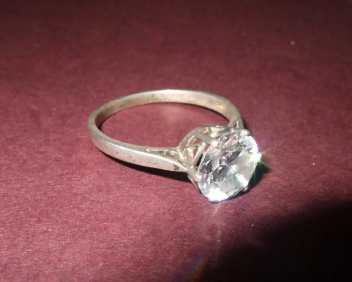 Vintage Hallmarked Silver Approx 2ct Solitaire - Image 3