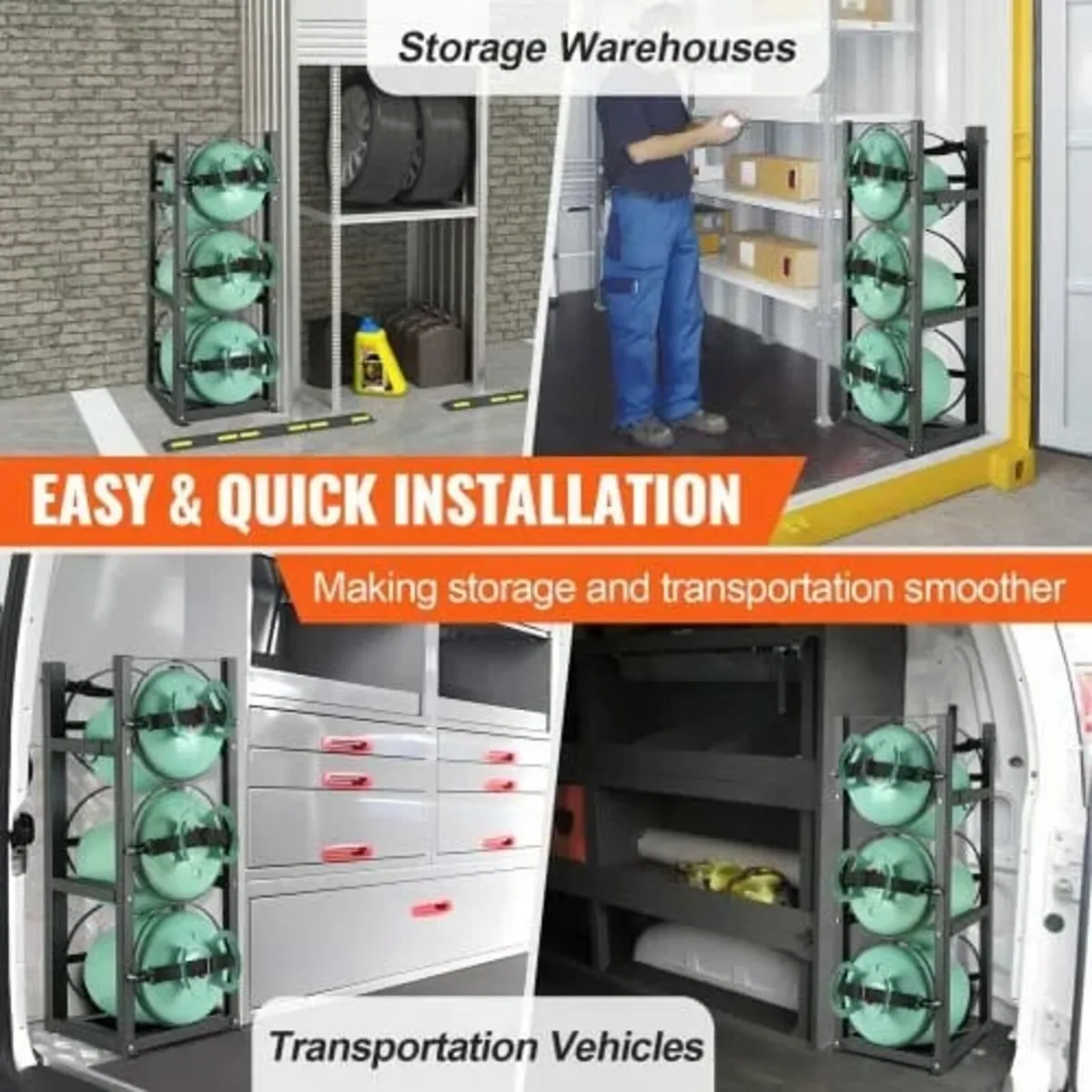Refrigerant Tank Rack, with 3 x 30lbs Bottle Tanks - Image 4