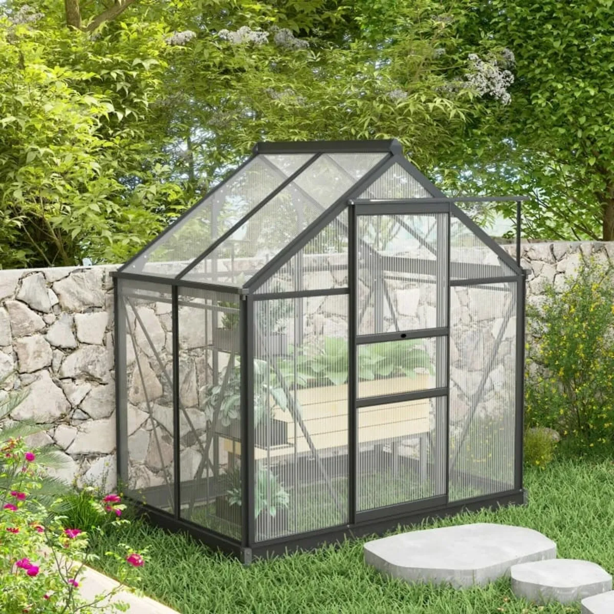 6 x 4ft Polycarbonate Greenhouse, Large Walk-In Gr - Image 1
