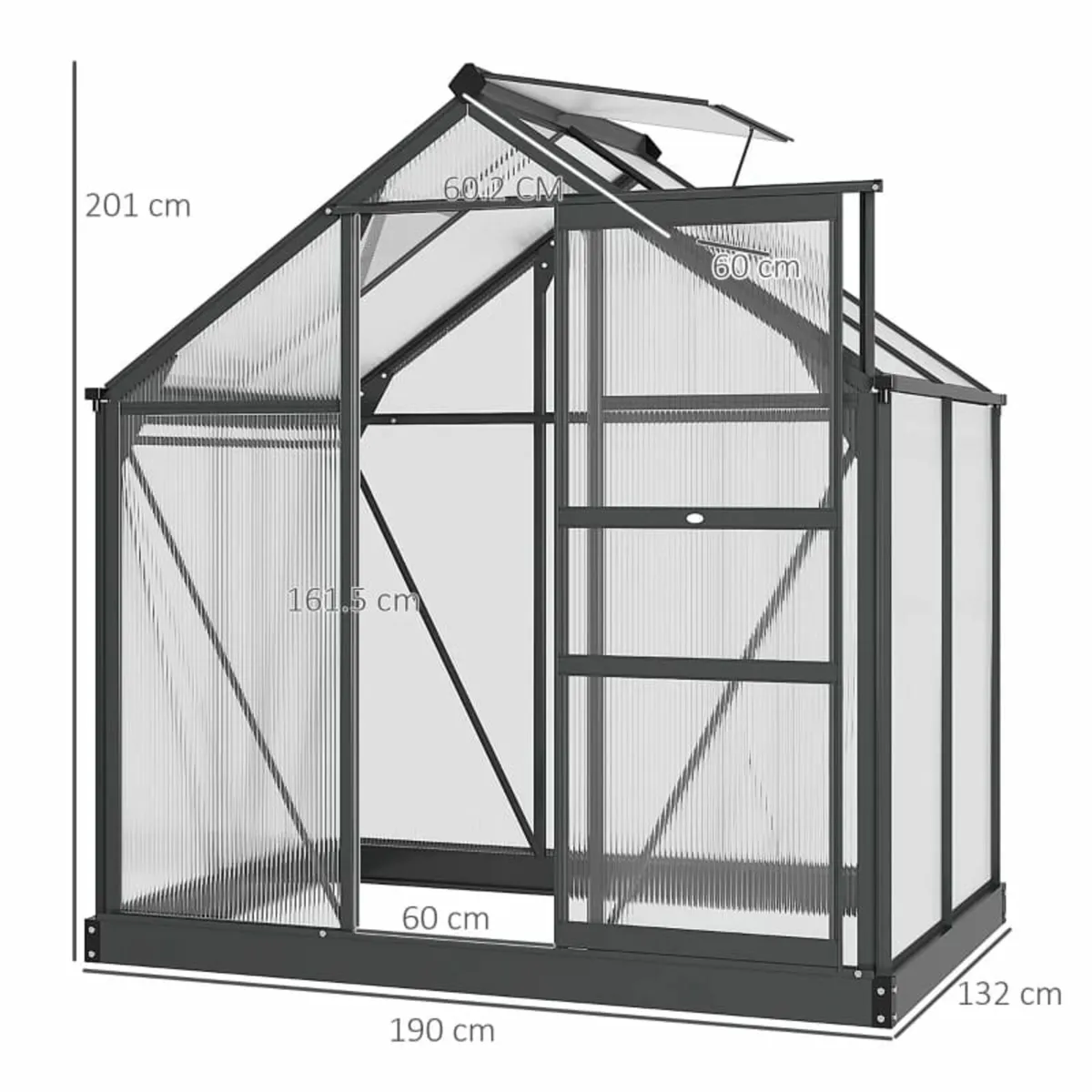 6 x 4ft Polycarbonate Greenhouse, Large Walk-In Gr - Image 2