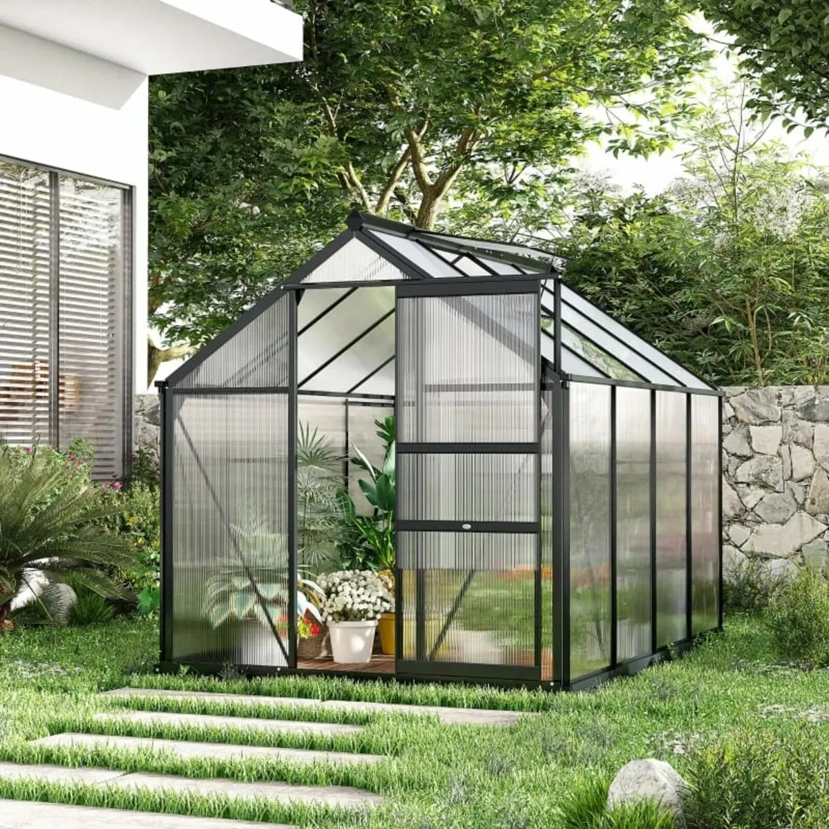6 x 8ft Polycarbonate Greenhouse, Large Walk-In Gr - Image 2