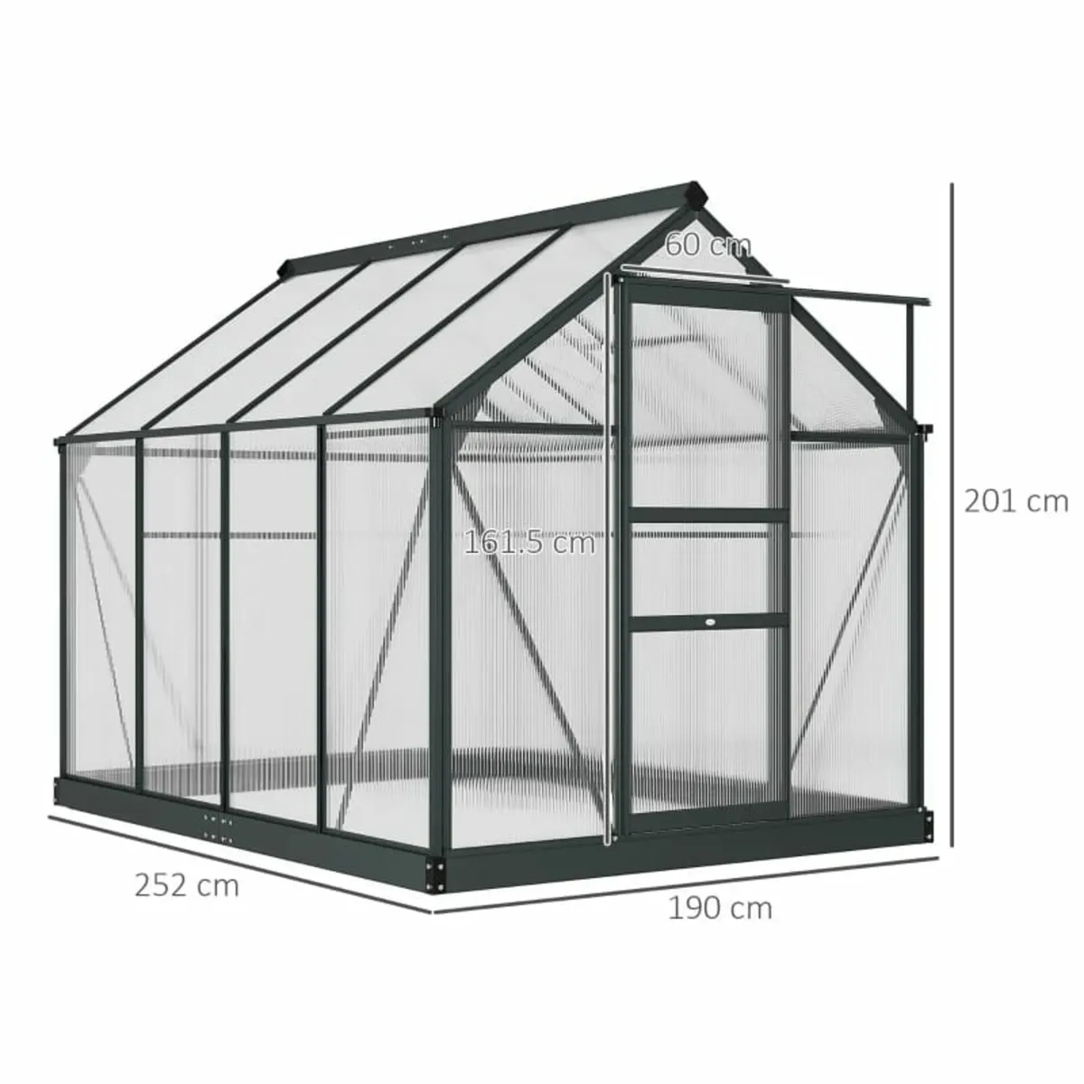 6 x 8ft Polycarbonate Greenhouse, Large Walk-In Gr - Image 3
