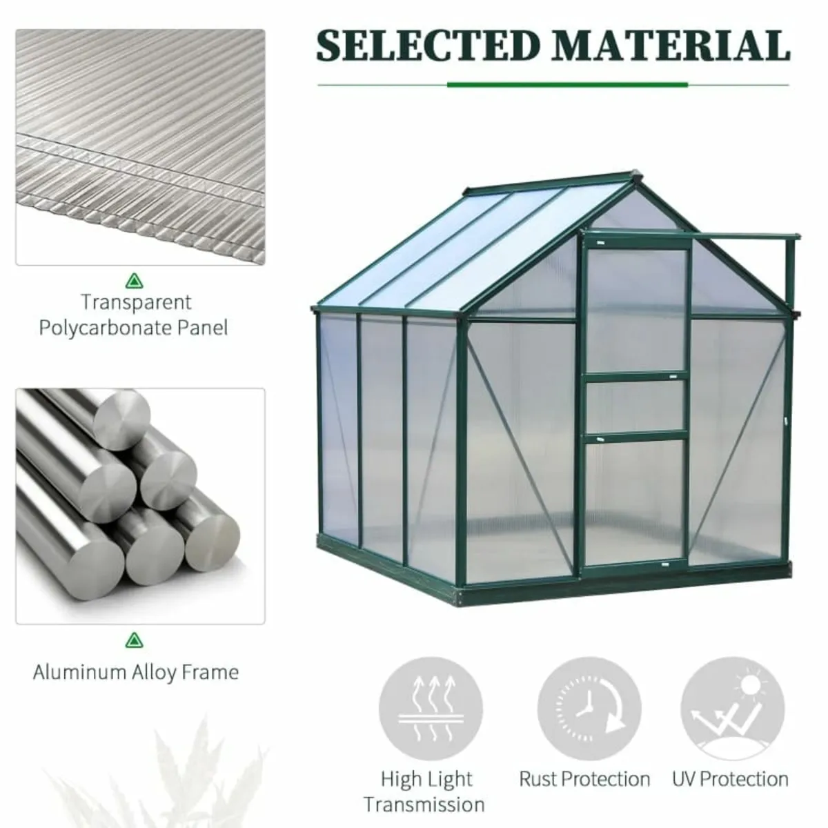 Clear Polycarbonate Greenhouse Large Walk-In Green - Image 4