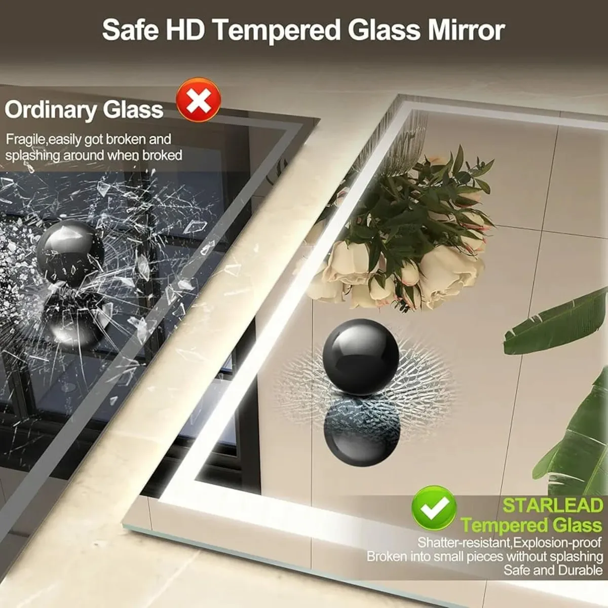 500x700 mm Bathroom-Mirror-with-LED-Lights and Blu - Image 4