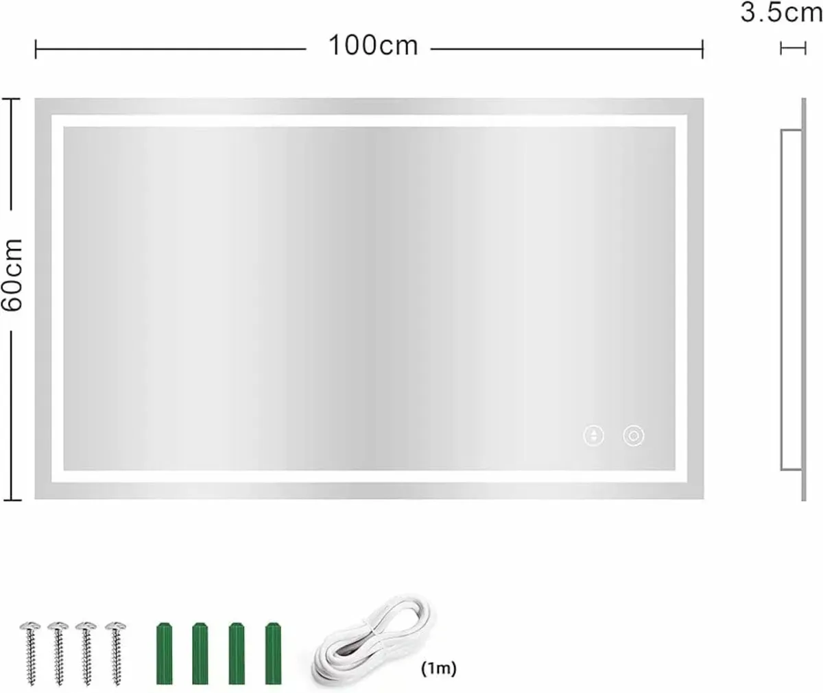 Bathroom Mirror with LED Lights, 600 * 800 MM Illu - Image 3