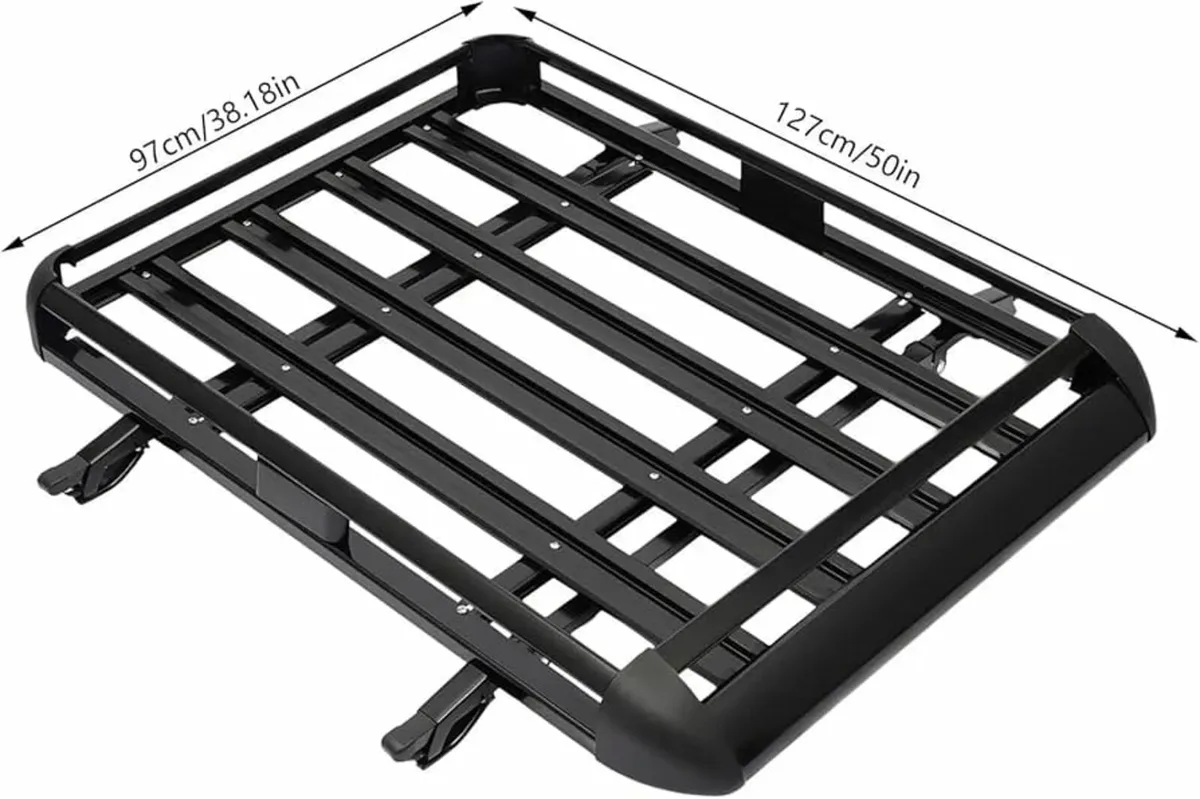 Black Aluminium Roof Rack Basket 127 x 97 cm, Univ - Image 2