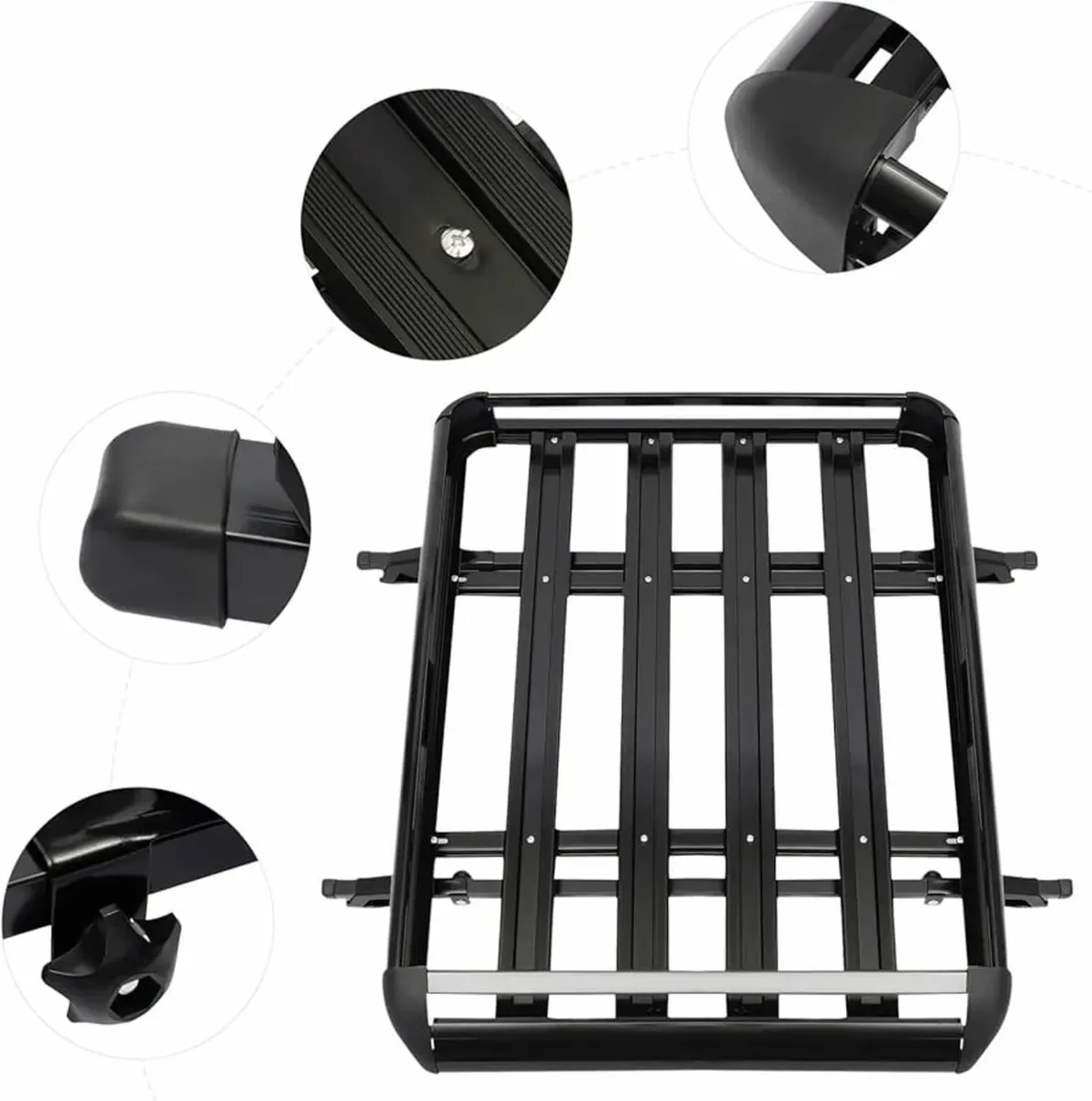 Black Aluminium Roof Rack Basket 127 x 97 cm, Univ - Image 3