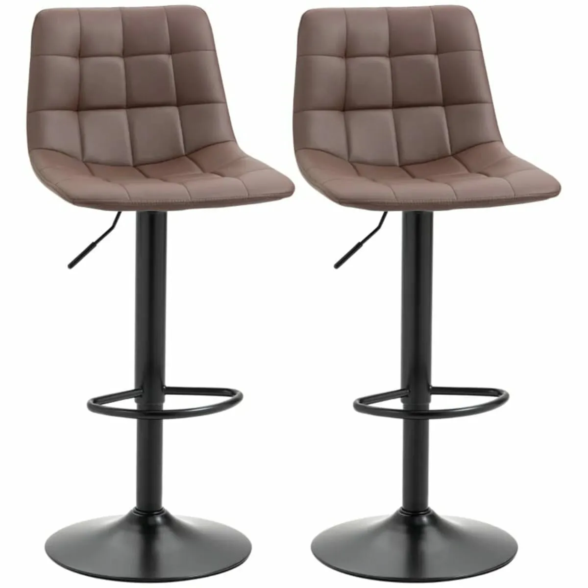 Adjustable Bar Stools Set of 2, Swivel PU Leather - Image 1