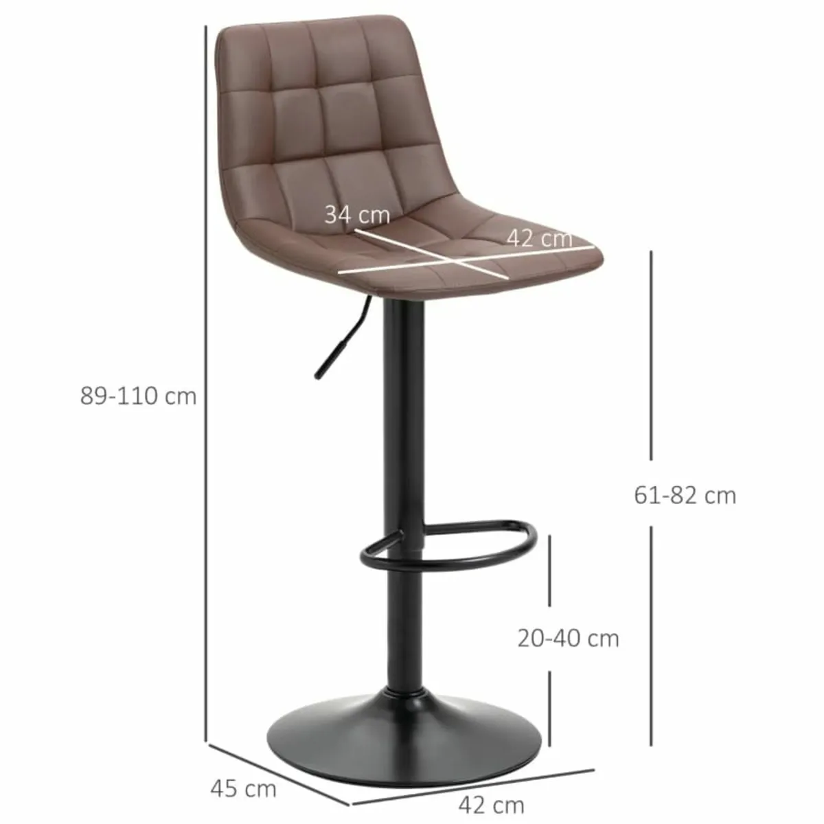 Adjustable Bar Stools Set of 2, Swivel PU Leather - Image 3