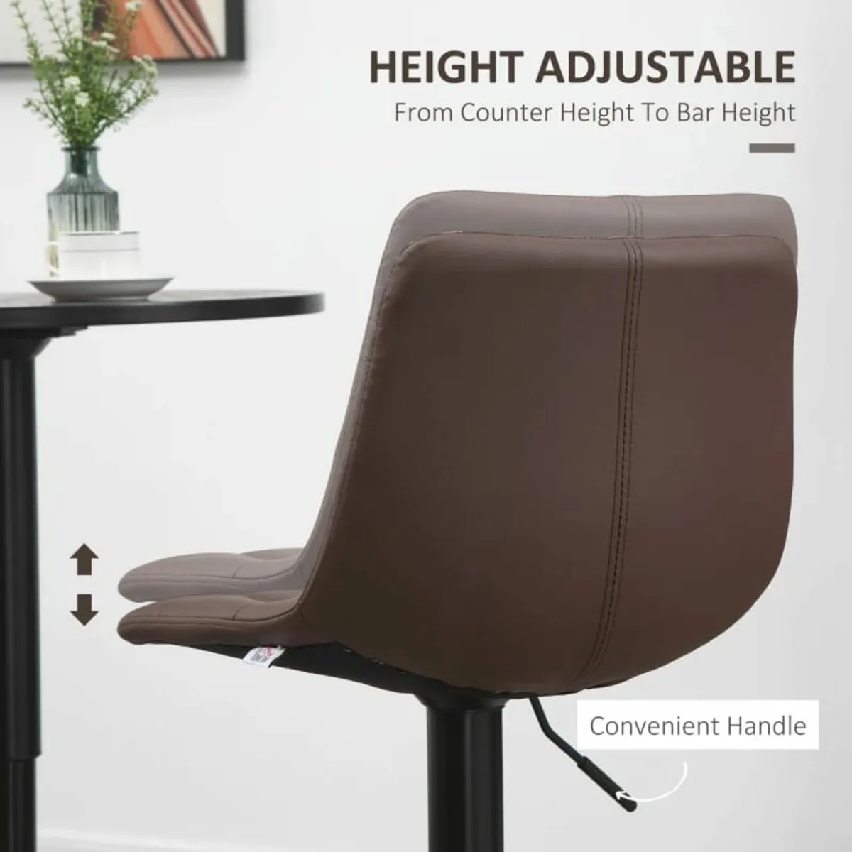 Adjustable Bar Stools Set of 2, Swivel PU Leather - Image 4