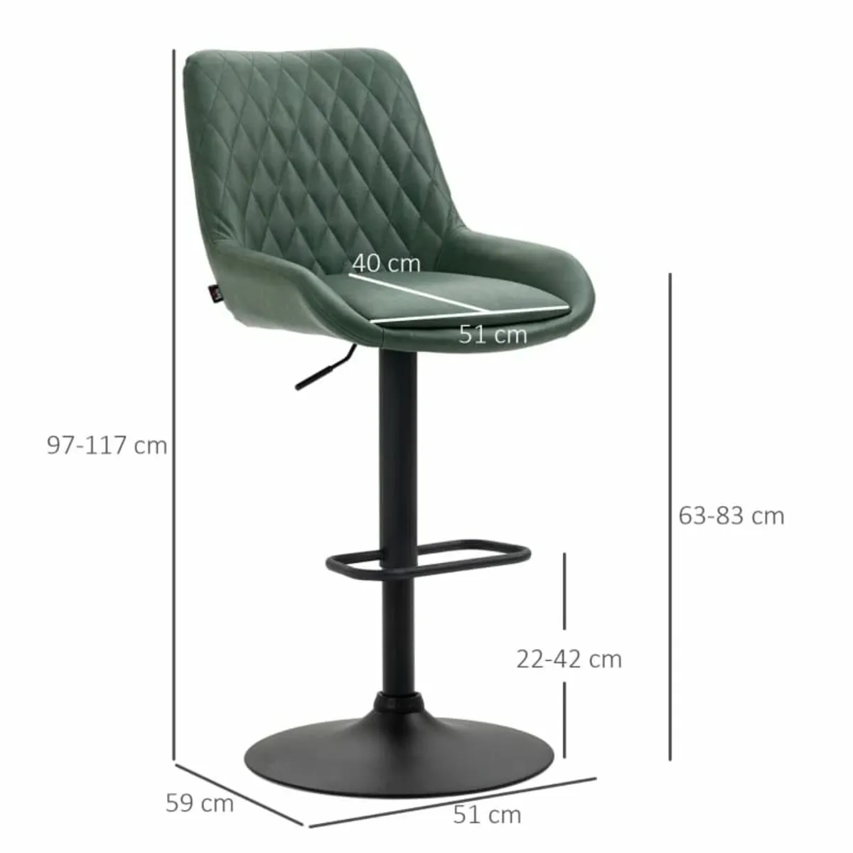 Retro Bar Stools Set of 2, Adjustable Kitchen Stoo - Image 2