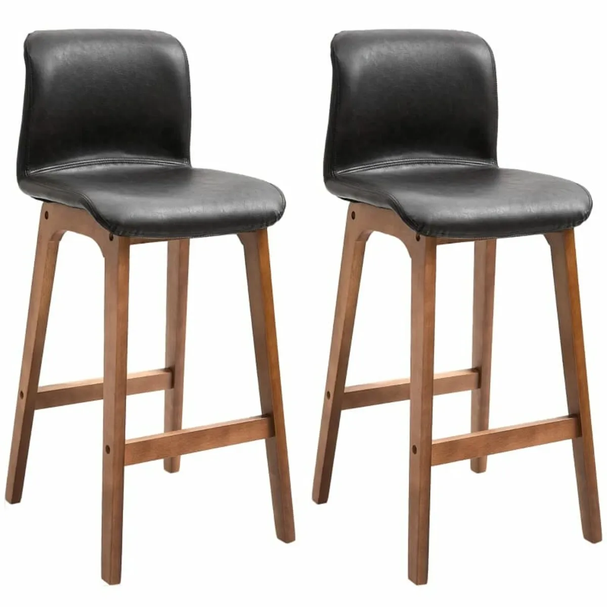 Modern Bar Stools Set of 2, PU Leather Upholstered - Image 1