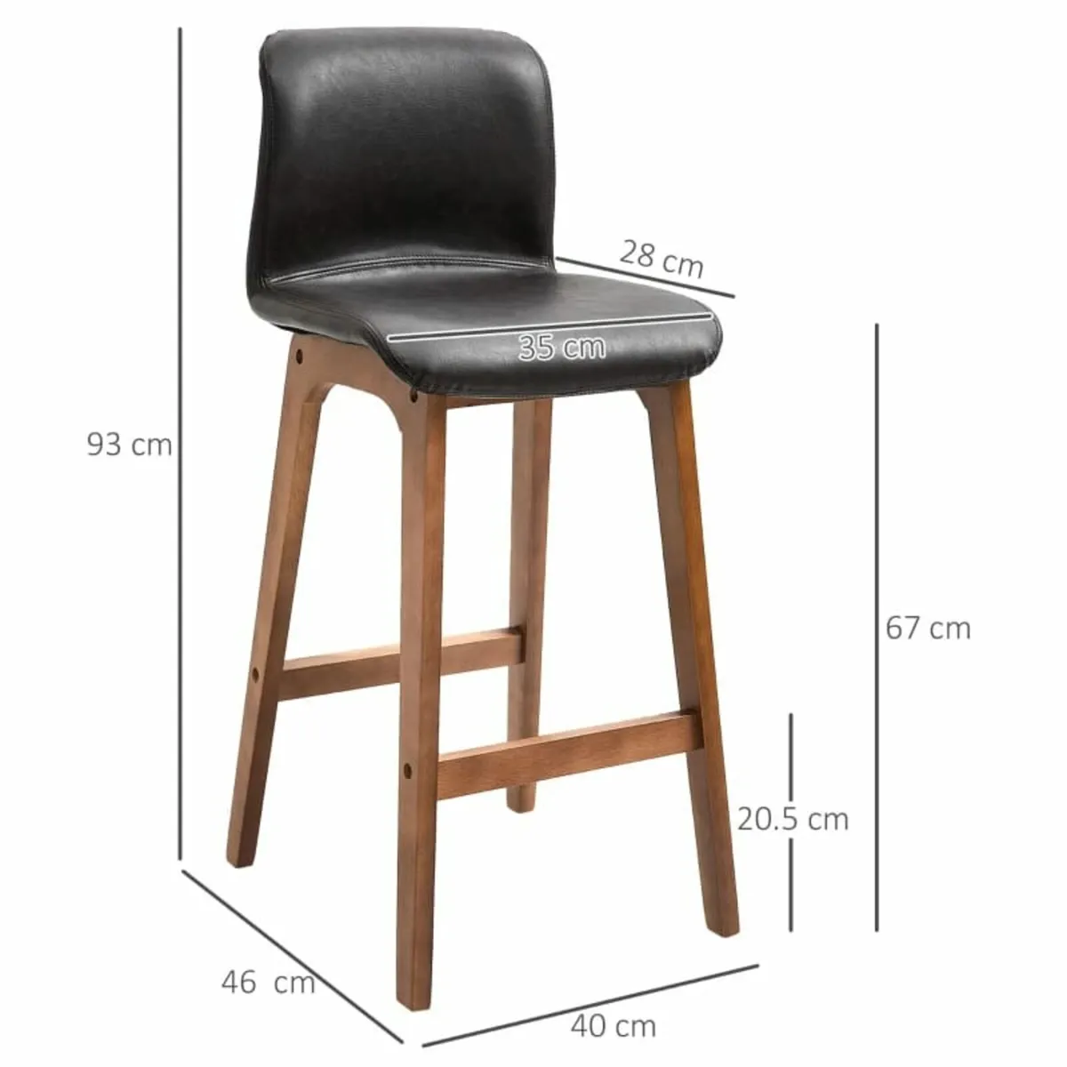 Modern Bar Stools Set of 2, PU Leather Upholstered - Image 2