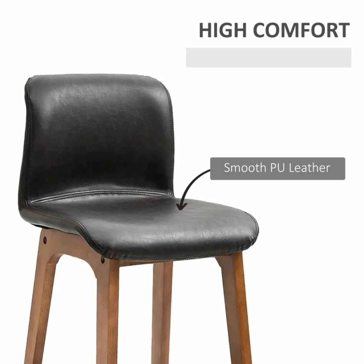 Modern Bar Stools Set of 2, PU Leather Upholstered - Image 4