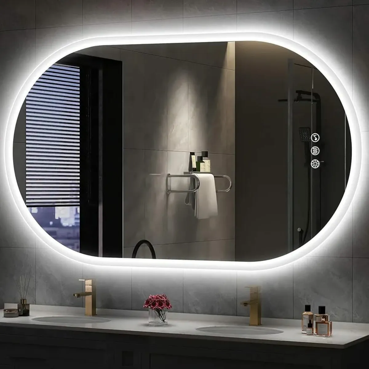 Oval Bluetooth Bathroom Mirror with LED Lights 600 - Image 1