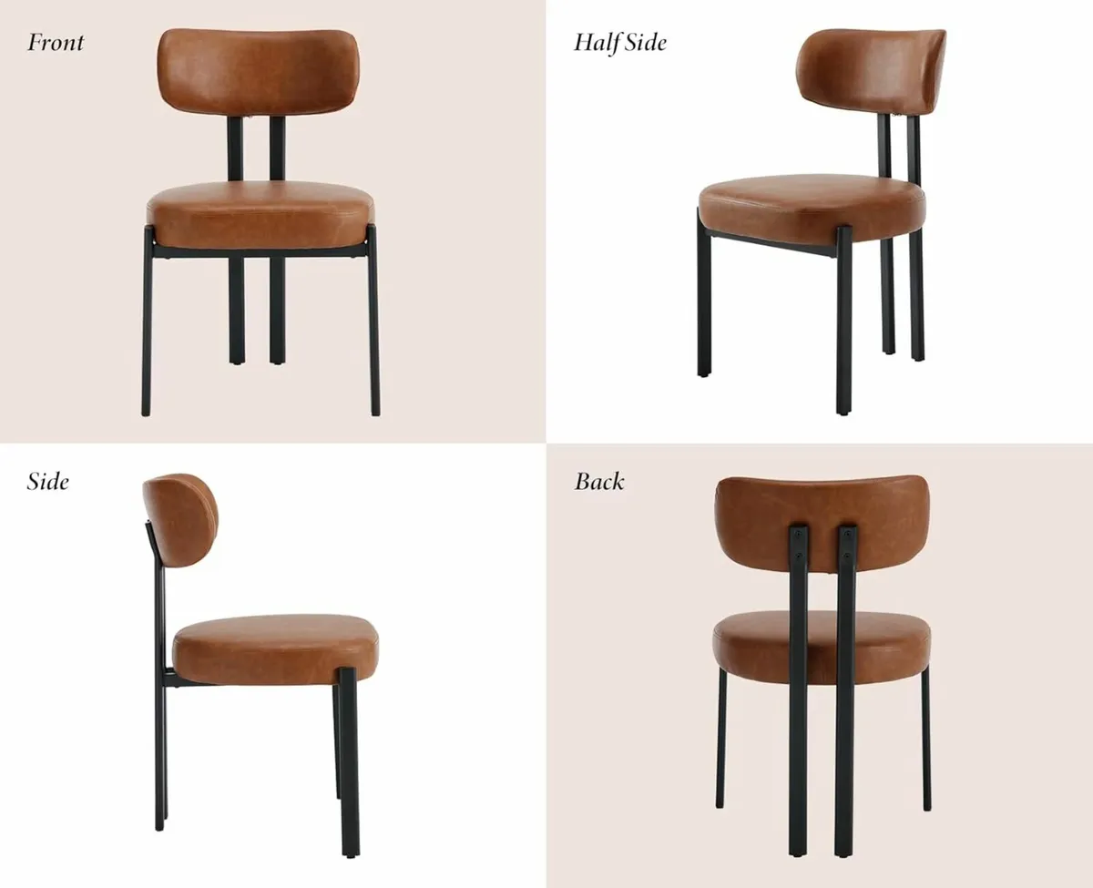 Set of 2 PU Leather Dining Chairs Modern Comfort w - Image 2