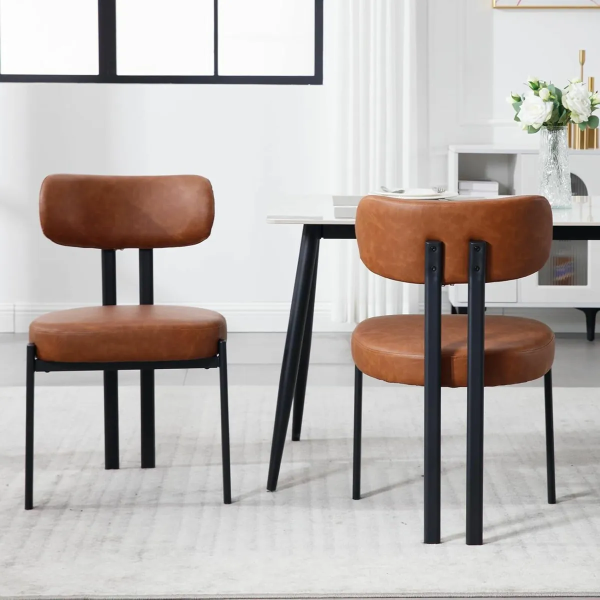 Set of 2 PU Leather Dining Chairs Modern Comfort w - Image 1