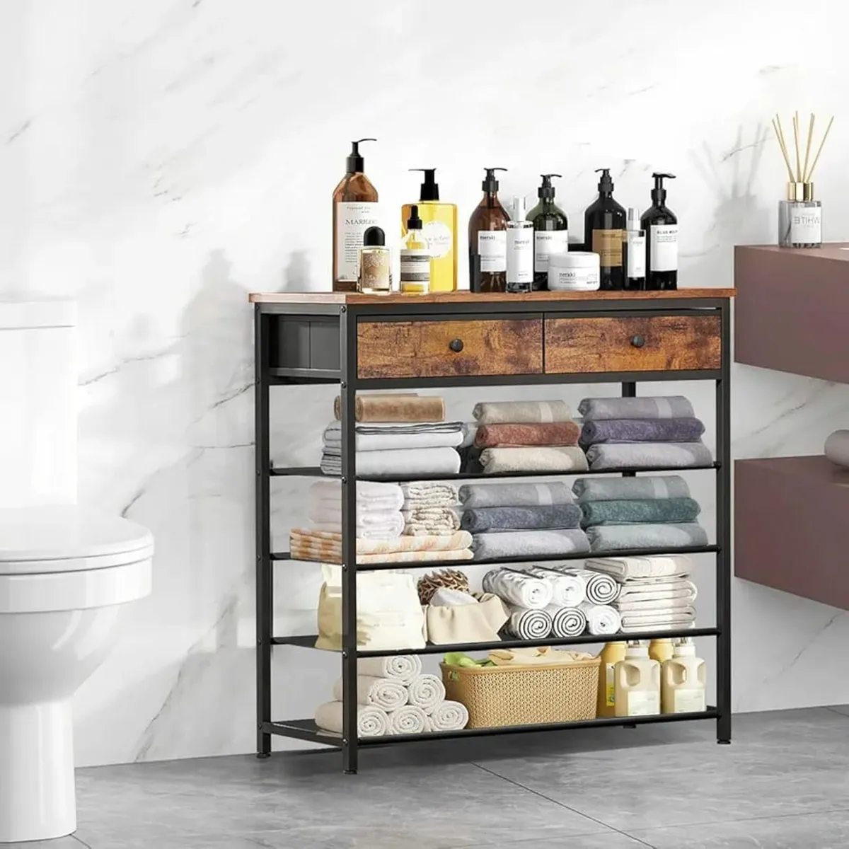 Shoe Rack, 5-Tier Shoe Storage Shelf with Wooden T - Image 1