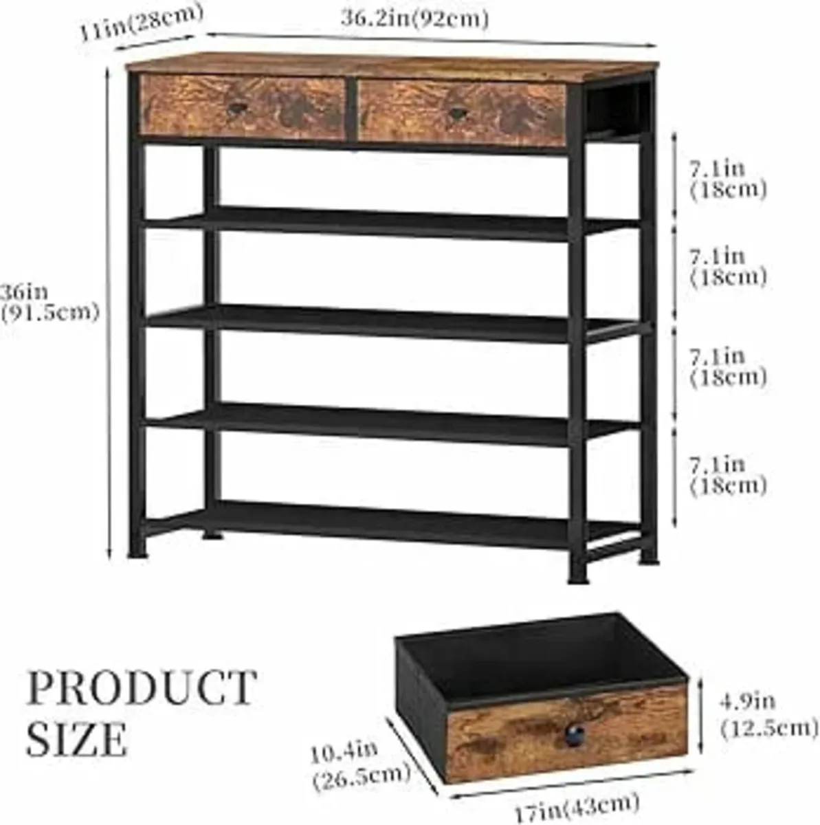 Shoe Rack, 5-Tier Shoe Storage Shelf with Wooden T - Image 4
