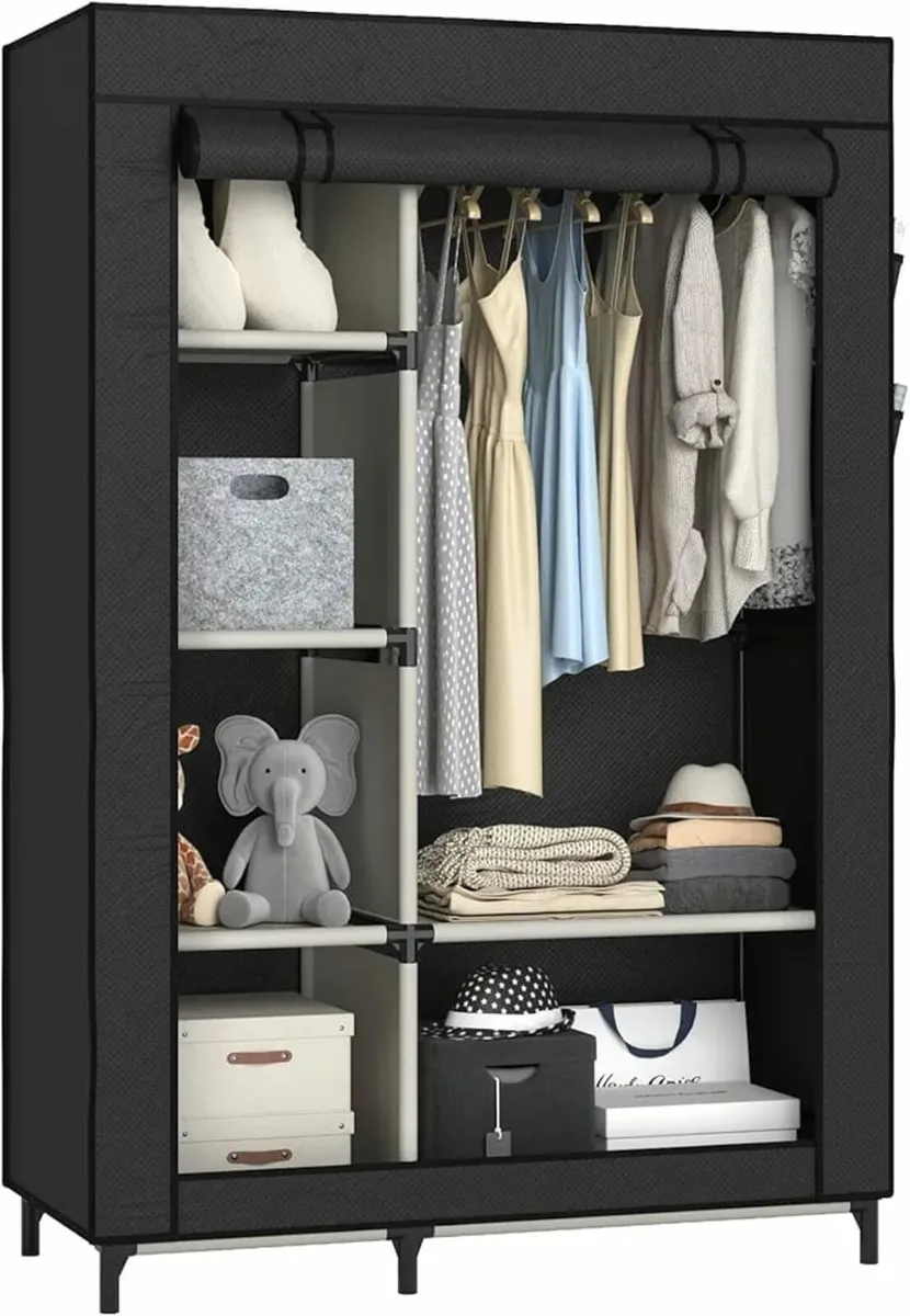 Canvas Wardrobe Portable Closet Wardrobe Clothes S - Image 2