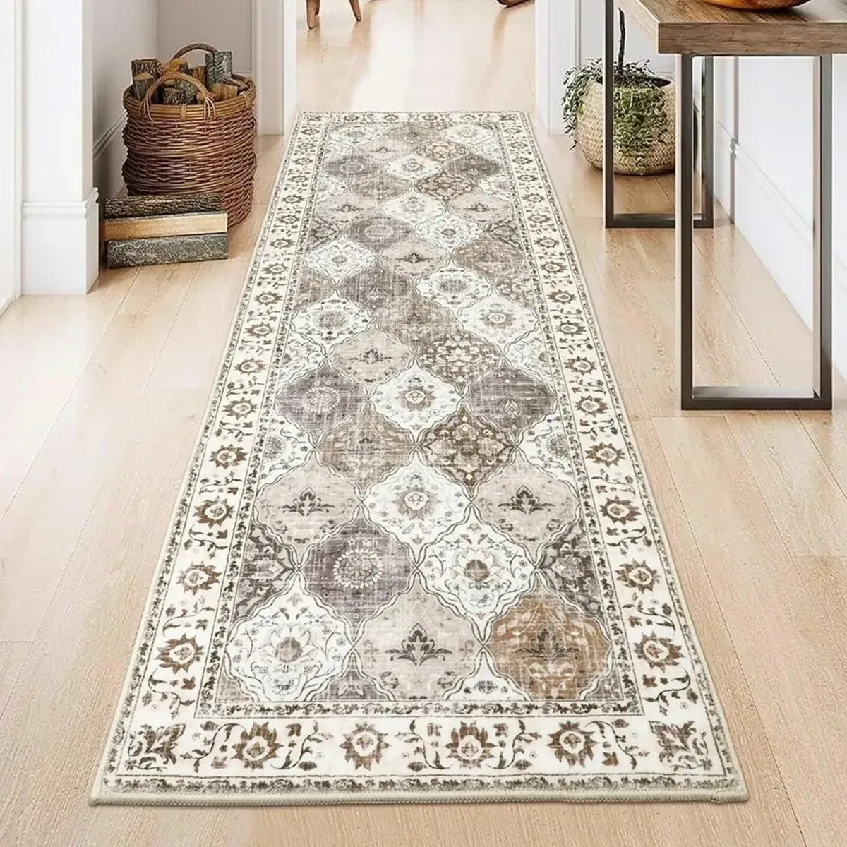 Rugs for Hallway 60 x 180 cm Non Slip Brown Hall R - Image 2