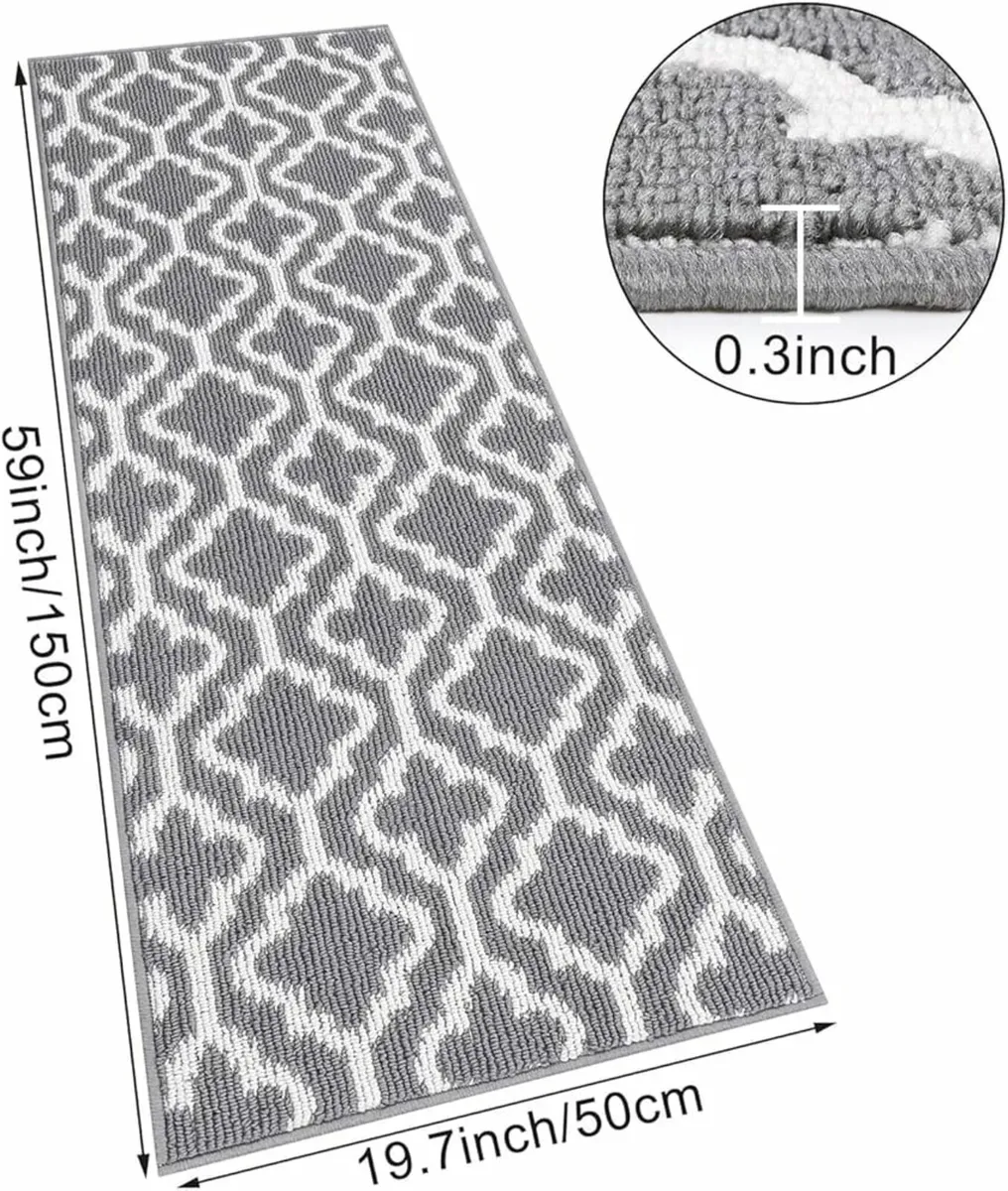 Runner Rug for Hallway Grey 50x150cm, Hallway Runn - Image 4