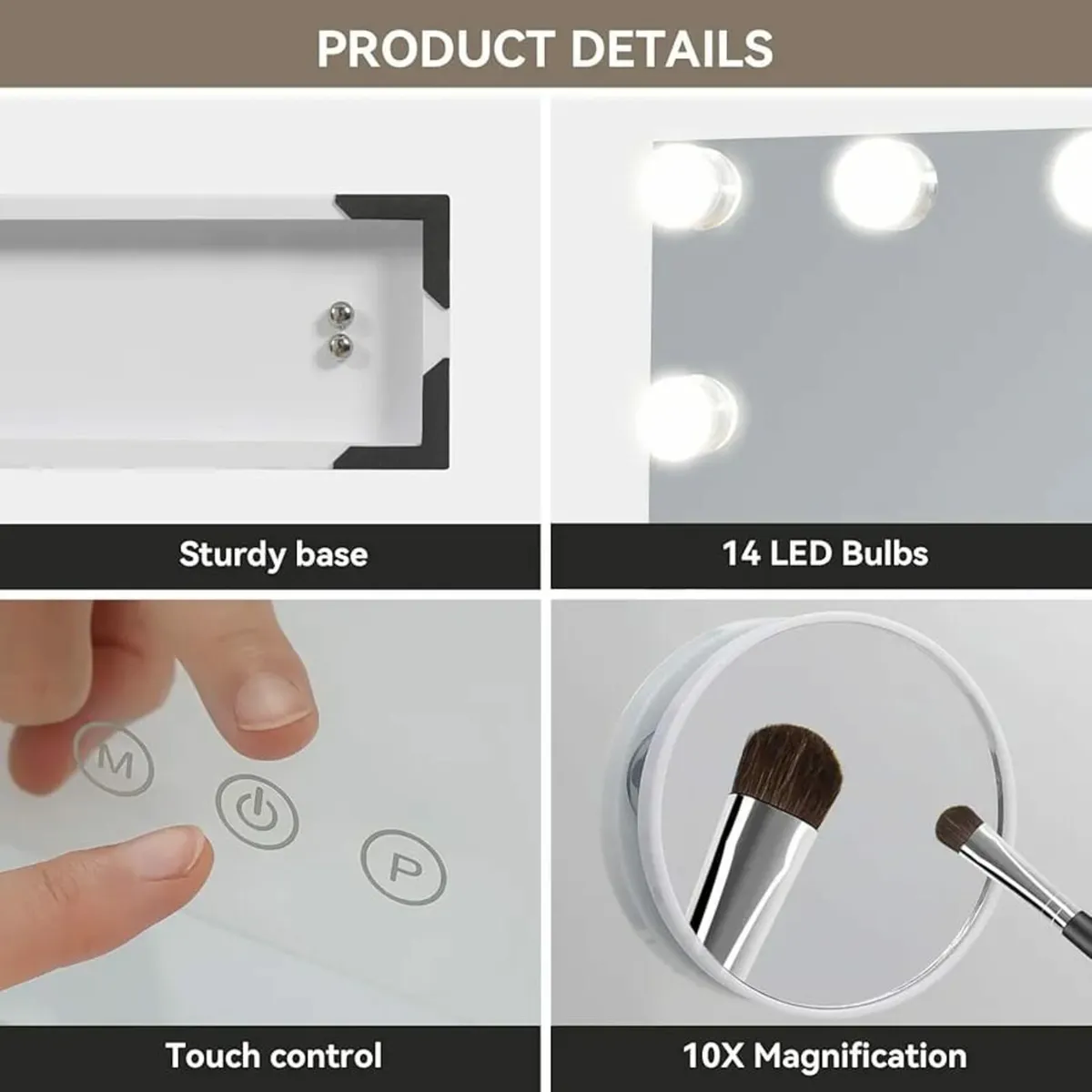 Hollywood Vanity Mirror with Lights, 50×42cm Large - Image 3