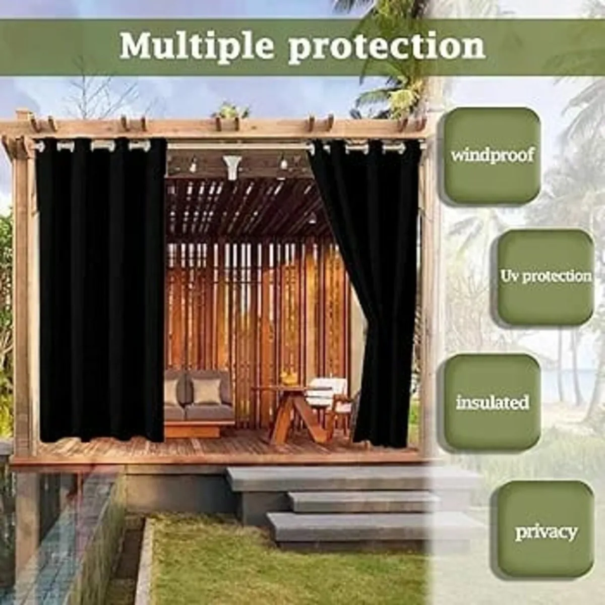 Gazebo Patio Outdoor Curtains Waterproof - Garden - Image 4