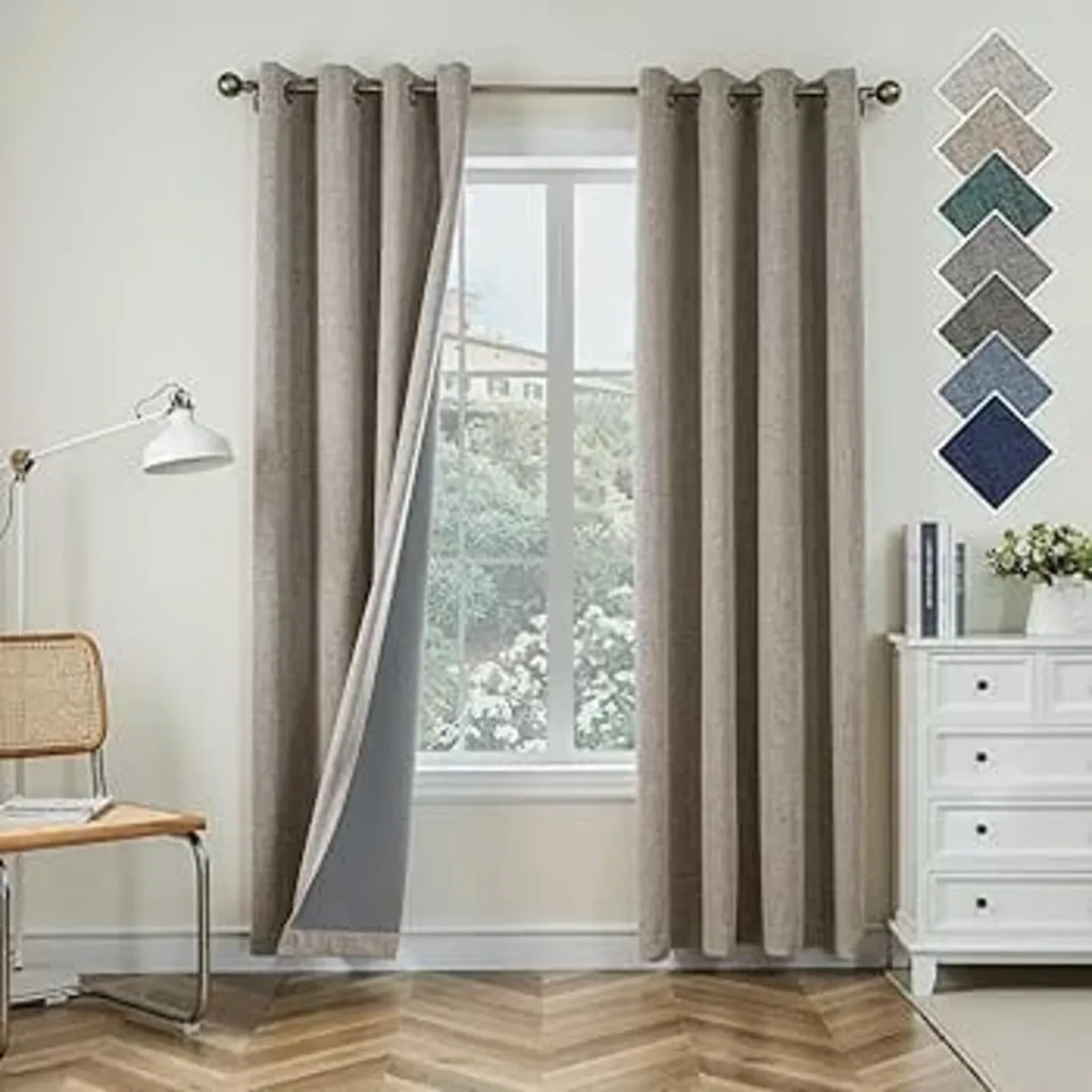 100% Blackout Curtains Linen Thermal Curtains 84 I - Image 2