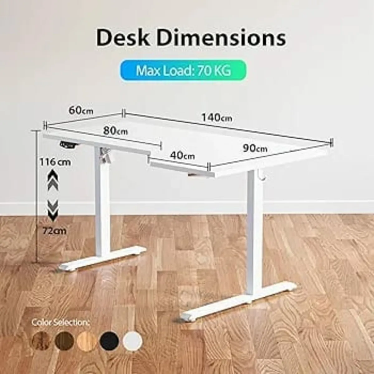 Electric Standing Desk, L-shaped 140 cm Height Adj - Image 3