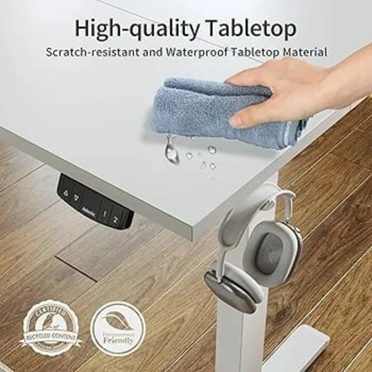 Height-Adjustable Desk, 120 x 60 cm, Sturdy Desk, - Image 2