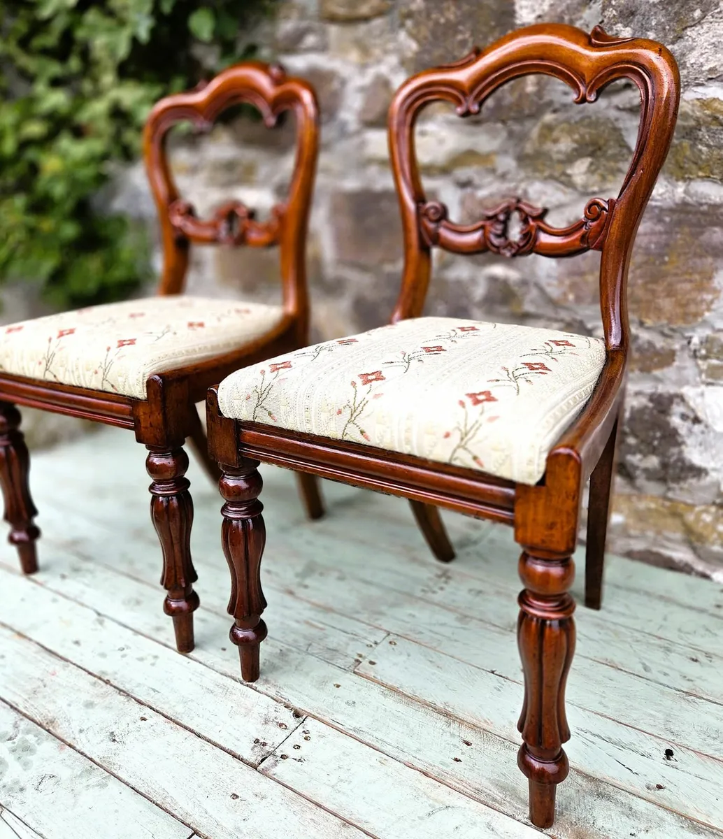 Pair of Victorian Balloon Back Chairs - Circa 1870 - Image 2