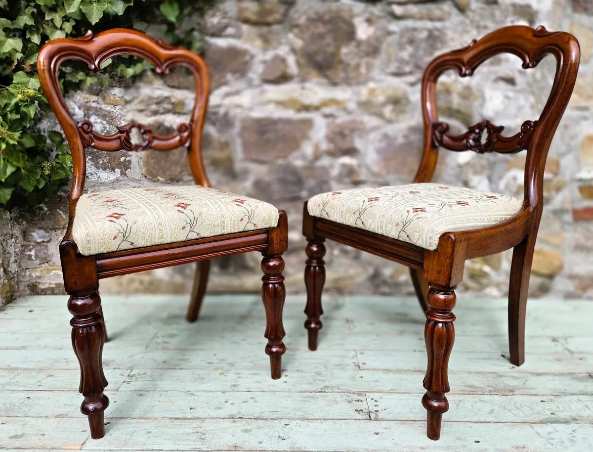 Pair of Victorian Balloon Back Chairs - Circa 1870 - Image 3