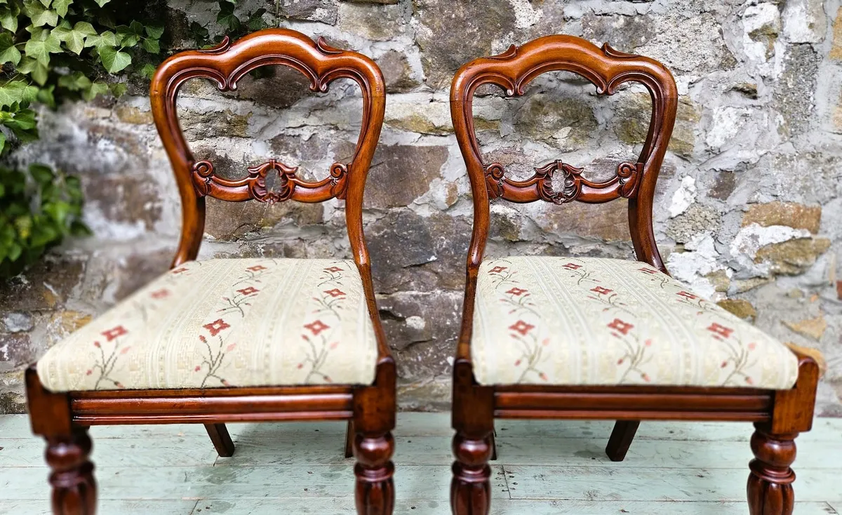 Pair of Victorian Balloon Back Chairs - Circa 1870 - Image 4