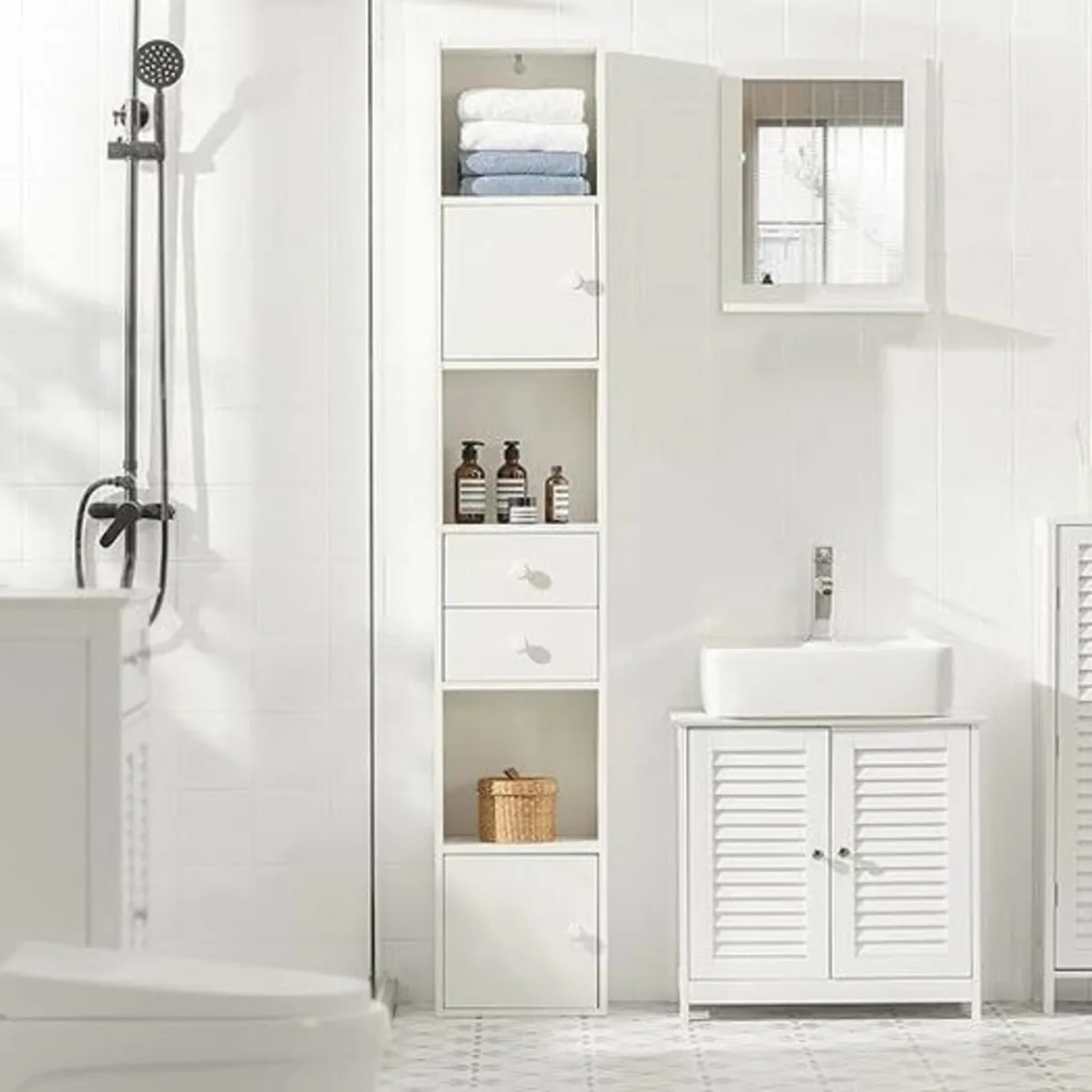 Tall Bookcase & Bathroom Storage Cabinet – Modern