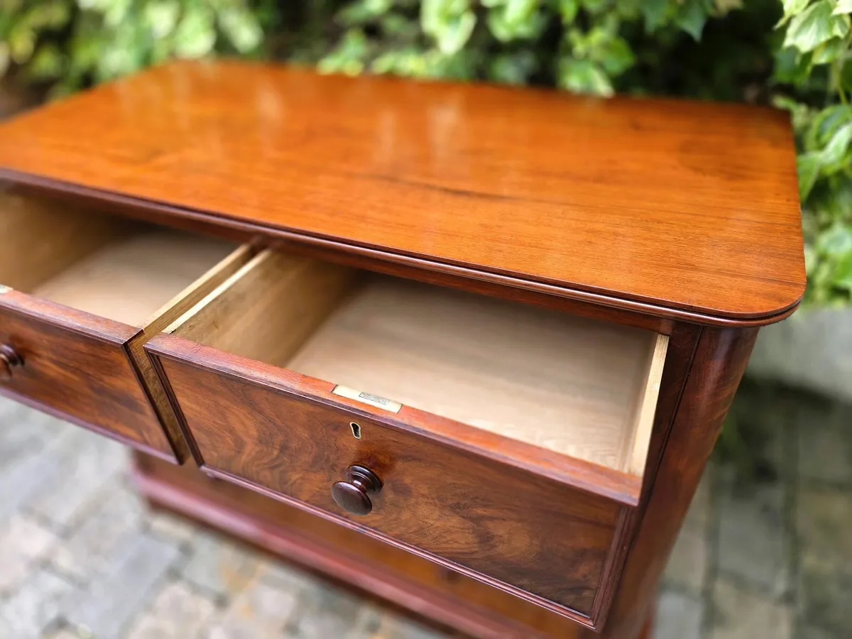 Victorian Mahogany 2 over 2 Chest- Circa 1870 - Image 4
