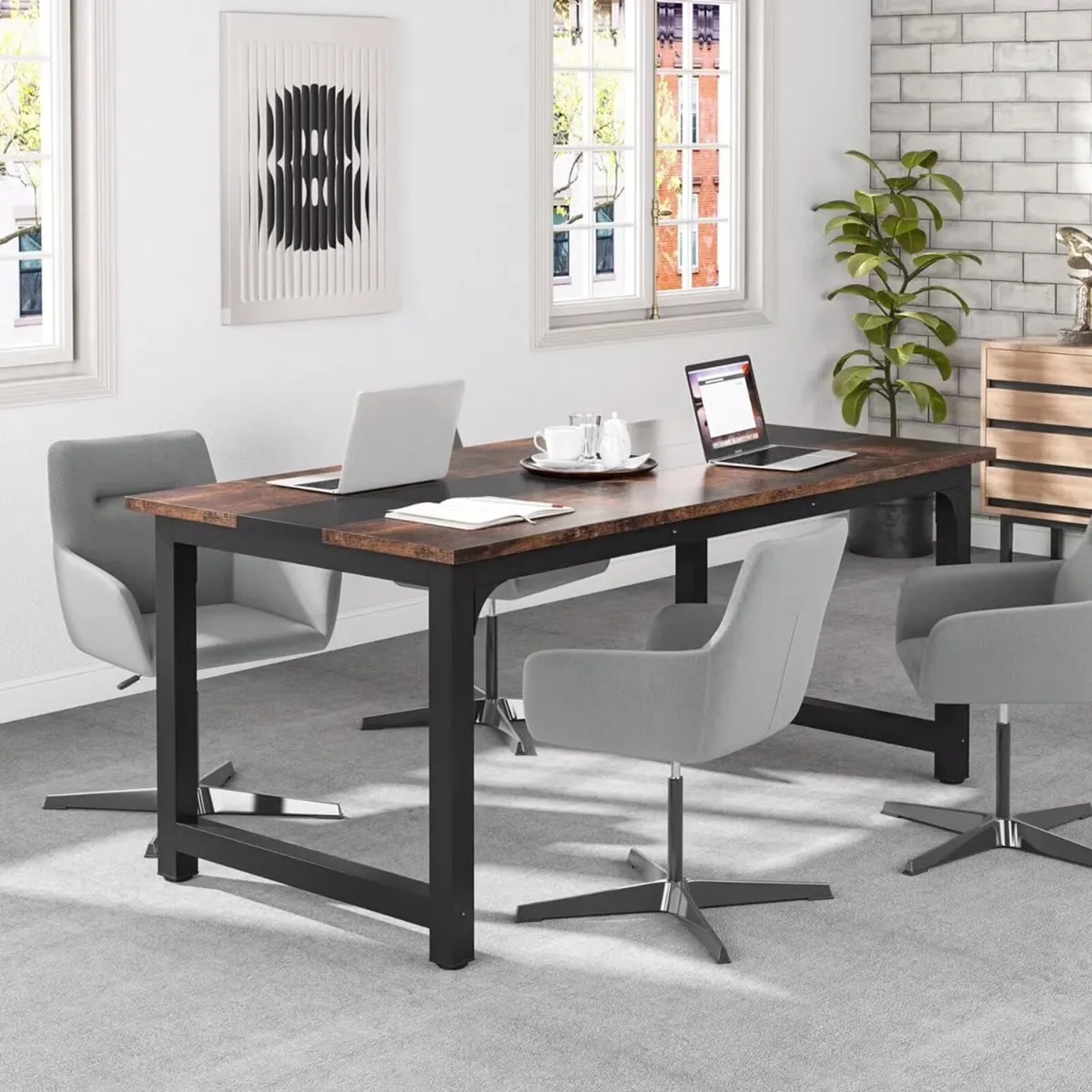 Wooden Rectangular Computer Desk - Image 3