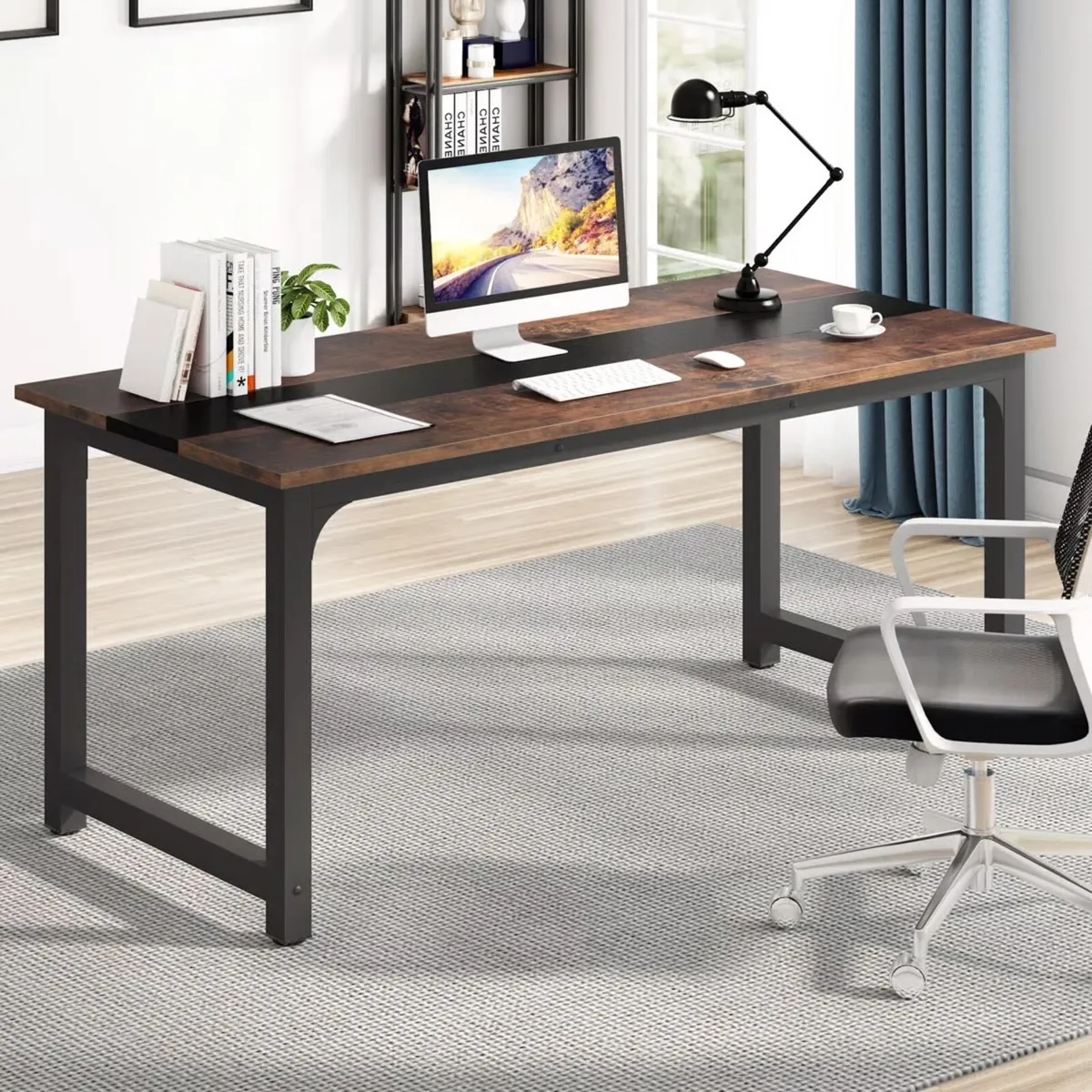 Wooden Rectangular Computer Desk - Image 4