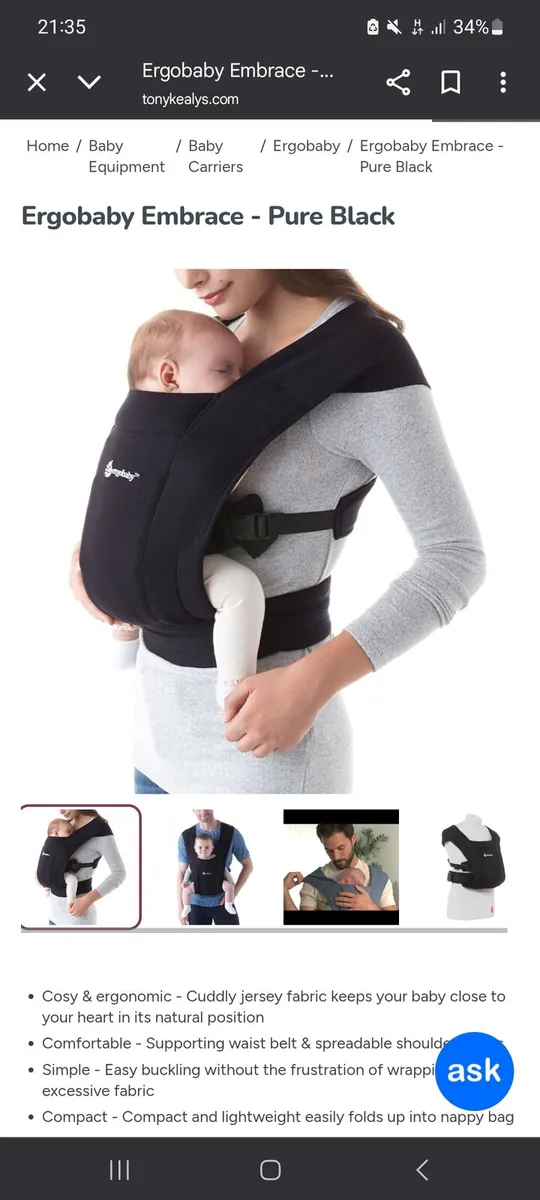 Ergobaby Embrace pure black - Image 2