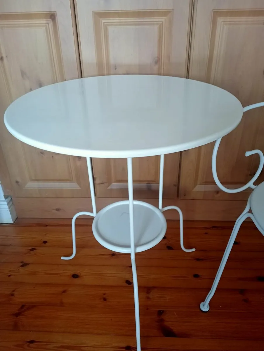 Round Side Table & Vintage Metal Chair - Image 3