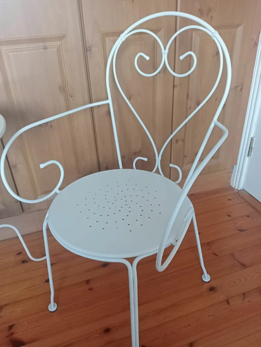 Round Side Table & Vintage Metal Chair - Image 4