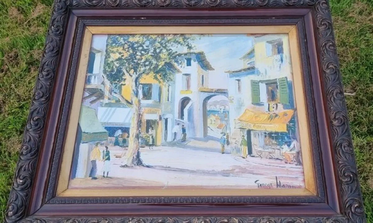 Large vintage painting in an old frame - Image 4