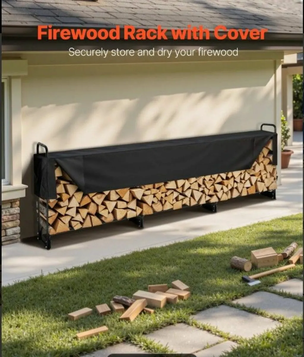 3.9m Outdoor Firewood Rack with Cover, 386 cm x 36 - Image 2