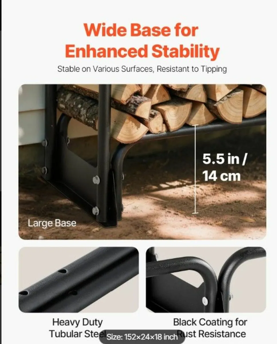 3.9m Outdoor Firewood Rack with Cover, 386 cm x 36 - Image 4
