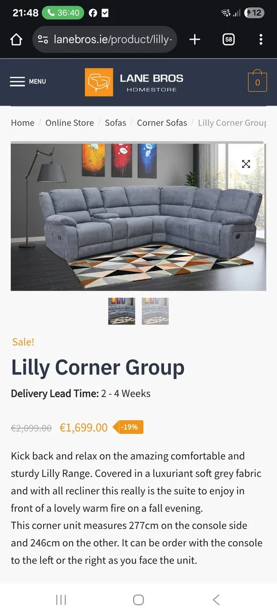 Recliner corner sofa - Image 3