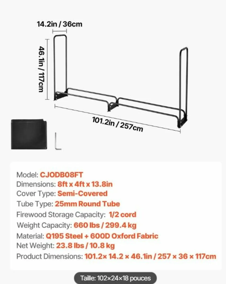Outdoor Log Rack 8.5ft x 1.2ft x 3.8ft - Image 2