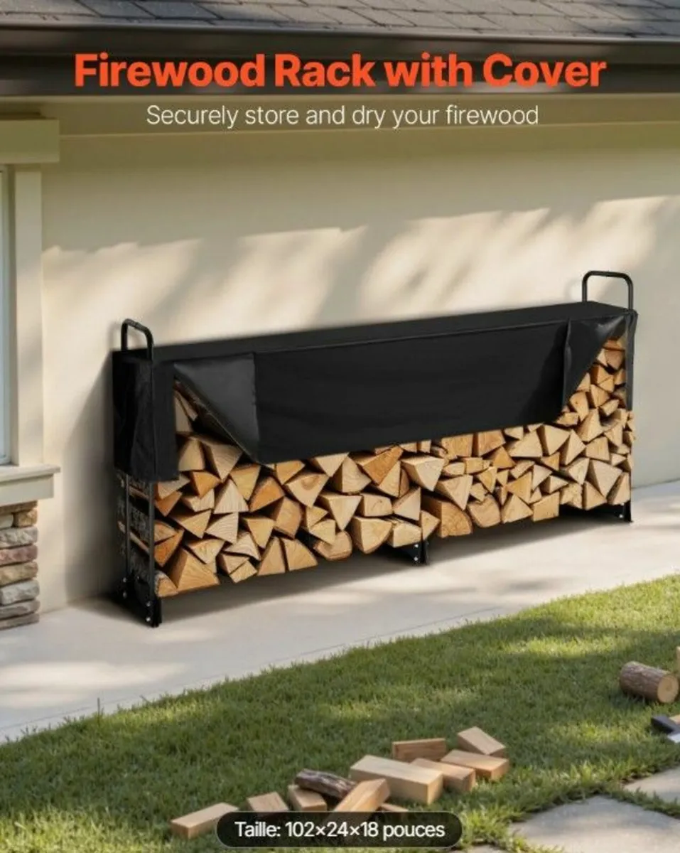 Heavy Duty Outdoor Firewood Log Rack with Waterpro - Image 2