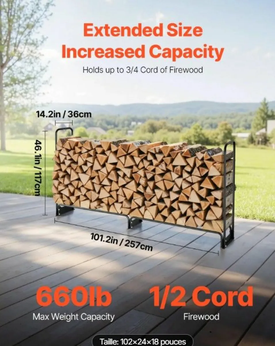 Heavy Duty Outdoor Firewood Log Rack with Waterpro - Image 4