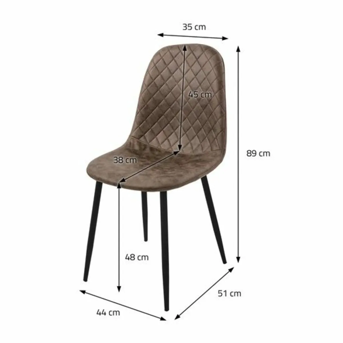 Set of 4 Brown Faux Leather Dining Chairs - Image 3