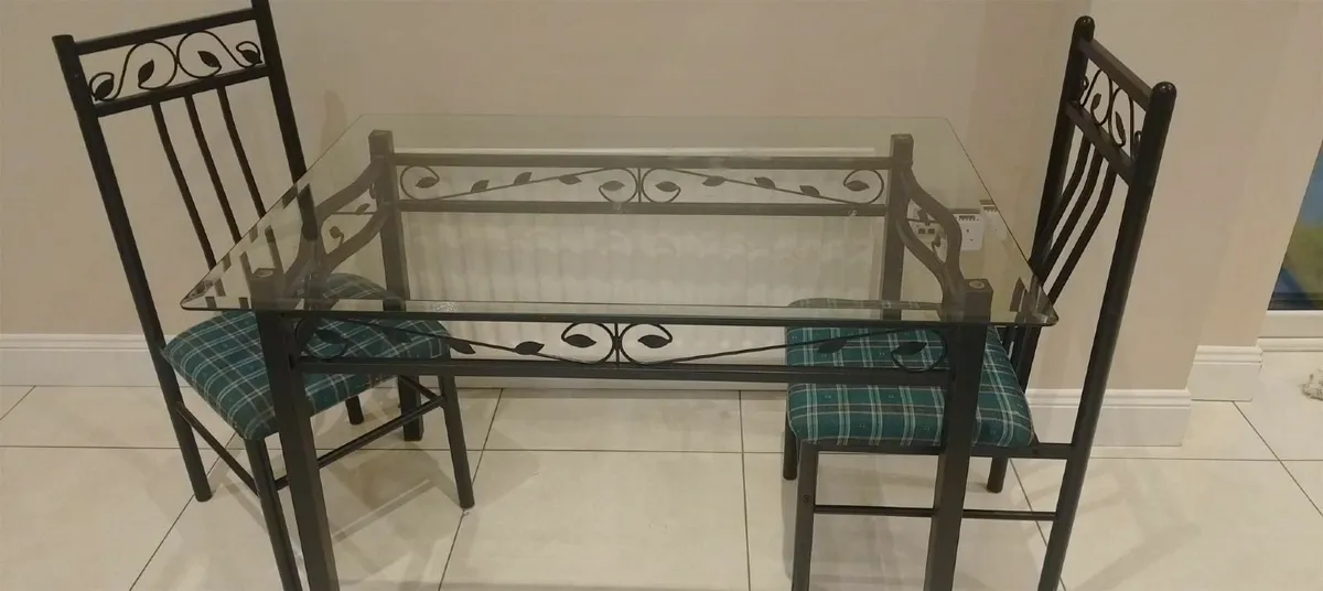 Glass table and six chairs